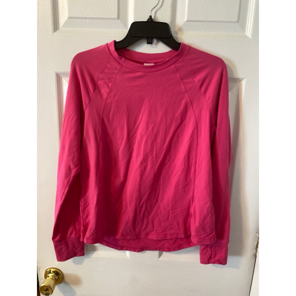 Members Mark Womens Brushed Long Sleeve Tee Pink Activewear Top Medium